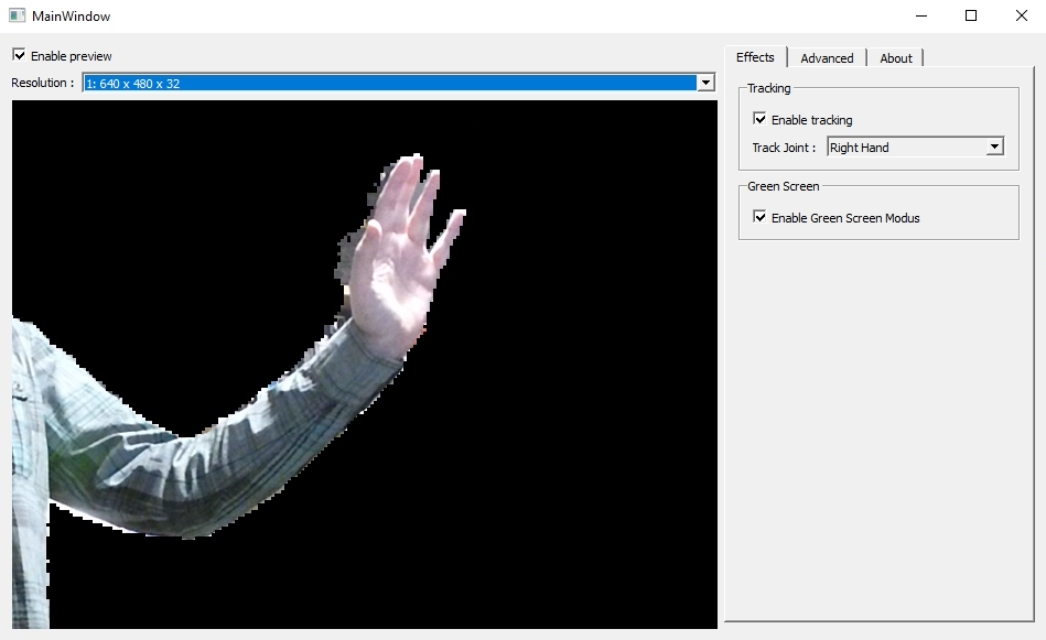 Kinect WebCam in action